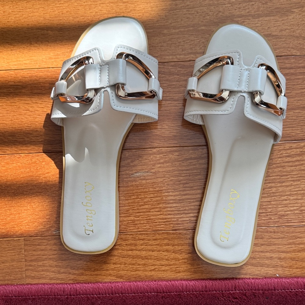 Elegant White Slide Sandals